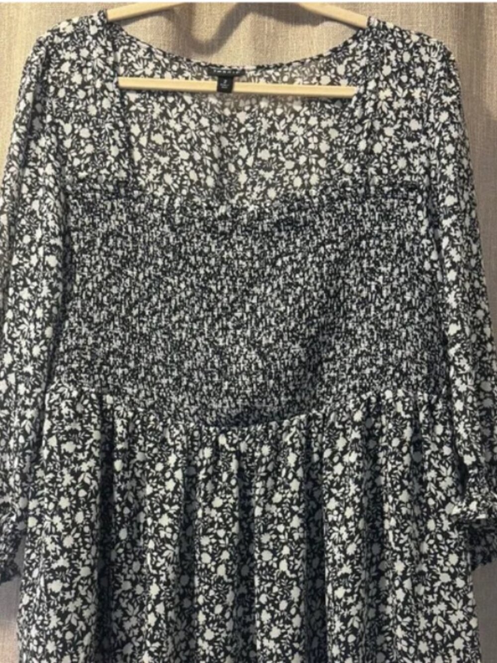 Torrid Floral Square Neck Babydoll Top - Black & White - Size 2 (2X)